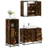 Set de mobilier pentru baie 3 pcs Stejar Negru Lemn compozit GartenMobel Dekor