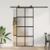 Ușă glisantă cu set de feronerie neagră 90x205 cm Sticlă ESG GartenMobel Dekor