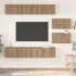 Set comodă TV Pe perete 6 pcs Stejar Negru Lemn compozit GartenMobel Dekor