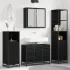 Set de mobilier pentru baie 3 pcs Stejar Negru Lemn compozit GartenMobel Dekor
