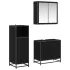 Set de mobilier pentru baie 3 pcs Stejar Negru Lemn compozit GartenMobel Dekor
