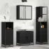 Set de mobilier pentru baie 4 pcs Stejar Negru Lemn compozit GartenMobel Dekor