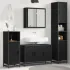 Set de mobilier pentru baie 4 pcs Stejar Negru Lemn compozit GartenMobel Dekor