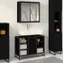 Set de mobilier pentru baie 2 pcs Stejar Negru Lemn compozit GartenMobel Dekor