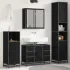 Set de mobilier pentru baie 3 pcs Stejar Negru Lemn compozit GartenMobel Dekor