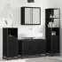 Set de mobilier pentru baie 3 pcs Stejar Negru Lemn compozit GartenMobel Dekor