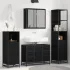 Set de mobilier pentru baie 4 pcs Stejar Negru Lemn compozit GartenMobel Dekor