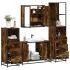 Set de mobilier pentru baie 4 pcs Stejar Negru Lemn compozit GartenMobel Dekor
