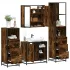 Set de mobilier pentru baie 4 pcs Stejar Negru Lemn compozit GartenMobel Dekor