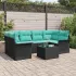 Set de canapele pentru grădină 7 pcs Negru și Turcoaz poliratan GartenMobel Dekor