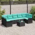 Set de canapele pentru grădină 8 pcs Gri și bleumarin poliratan GartenMobel Dekor