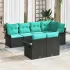 Set de canapele pentru grădină cu pernă 7 pcs Negru Rattan poli GartenMobel Dekor
