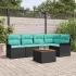 Set de canapele pentru grădină 6 pcs Negru și Turcoaz poliratan GartenMobel Dekor