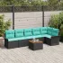 Set de canapele pentru grădină 7 pcs Negru și Turcoaz poliratan GartenMobel Dekor