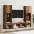 Unități TV de perete cu LED 5 pcs Stejar Negru Lemn compozit GartenMobel Dekor