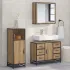 Set de mobilier pentru baie 3 pcs Stejar Negru Lemn compozit GartenMobel Dekor