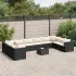 Set mobilier de grădină cu perne, 11 piese, negru, poliratan GartenMobel Dekor