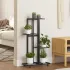 Suport de flori cu 4 etaje, cu roți, negru, 44x23x80 cm, fier GartenMobel Dekor