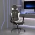Scaun de gaming masaj/suport picioare negru&albastru piele eco GartenMobel Dekor