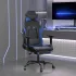 Scaun de gaming masaj/suport picioare negru&albastru piele eco GartenMobel Dekor
