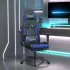 Scaun de gaming cu masaj/suport picioare negru/auriu piele eco GartenMobel Dekor