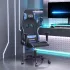 Scaun de gaming cu masaj, negru și portocaliu, textil GartenMobel Dekor