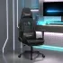 Scaun de gaming cu masaj/suport picioare negru/auriu piele eco GartenMobel Dekor