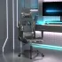 Scaun de gaming cu masaj/suport picioare negru/auriu piele eco GartenMobel Dekor