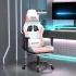Scaun de gaming cu masaj/suport picioare negru/auriu piele eco GartenMobel Dekor