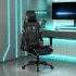 Scaun de gaming masaj/suport picioare alb/negru piele eco GartenMobel Dekor