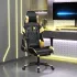 Scaun de gaming masaj/suport picioare alb/negru piele eco GartenMobel Dekor