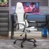 Scaun de gaming de masaj, alb și negru, piele ecologică GartenMobel Dekor
