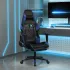 Scaun de gaming masaj/suport picioare alb/negru piele eco GartenMobel Dekor