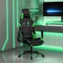Scaun de gaming masaj/suport picioare alb/negru piele eco GartenMobel Dekor