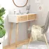Masă consolă maro 80x30x75 cm lemn masiv pin și ratan natural GartenMobel Dekor