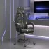 Scaun de gaming pivotant cu suport picioare alb&negru piele eco GartenMobel Dekor