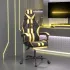 Scaun de gaming pivotant cu suport picioare alb&negru piele eco GartenMobel Dekor