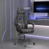 Scaun de gaming pivotant cu suport picioare alb&negru piele eco GartenMobel Dekor