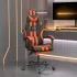 Scaun de gaming pivotant cu suport picioare alb&negru piele eco GartenMobel Dekor