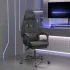 Scaun de gaming pivotant cu suport picioare alb&negru piele eco GartenMobel Dekor