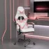 Scaun de gaming pivotant cu suport picioare alb&roz piele eco GartenMobel Dekor