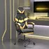 Scaun de gaming pivotant cu suport picioare alb&roz piele eco GartenMobel Dekor