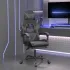 Scaun de gaming pivotant cu suport picioare alb&roz piele eco GartenMobel Dekor