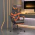 Scaun de gaming pivotant cu suport picioare alb&roz piele eco GartenMobel Dekor