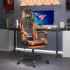 Scaun de gaming pivotant/suport picioare negru/oranj piele eco GartenMobel Dekor