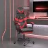 Scaun de gaming pivotant cu suport picioare alb&roz piele eco GartenMobel Dekor