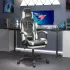 Scaun de gaming pivotant/suport picioare negru/oranj piele eco GartenMobel Dekor