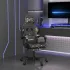 Scaun de gaming pivotant cu suport picioare alb&negru piele eco GartenMobel Dekor