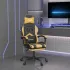 Scaun de gaming pivotant cu suport picioare alb&negru piele eco GartenMobel Dekor