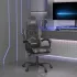 Scaun de gaming pivotant cu suport picioare alb&negru piele eco GartenMobel Dekor
